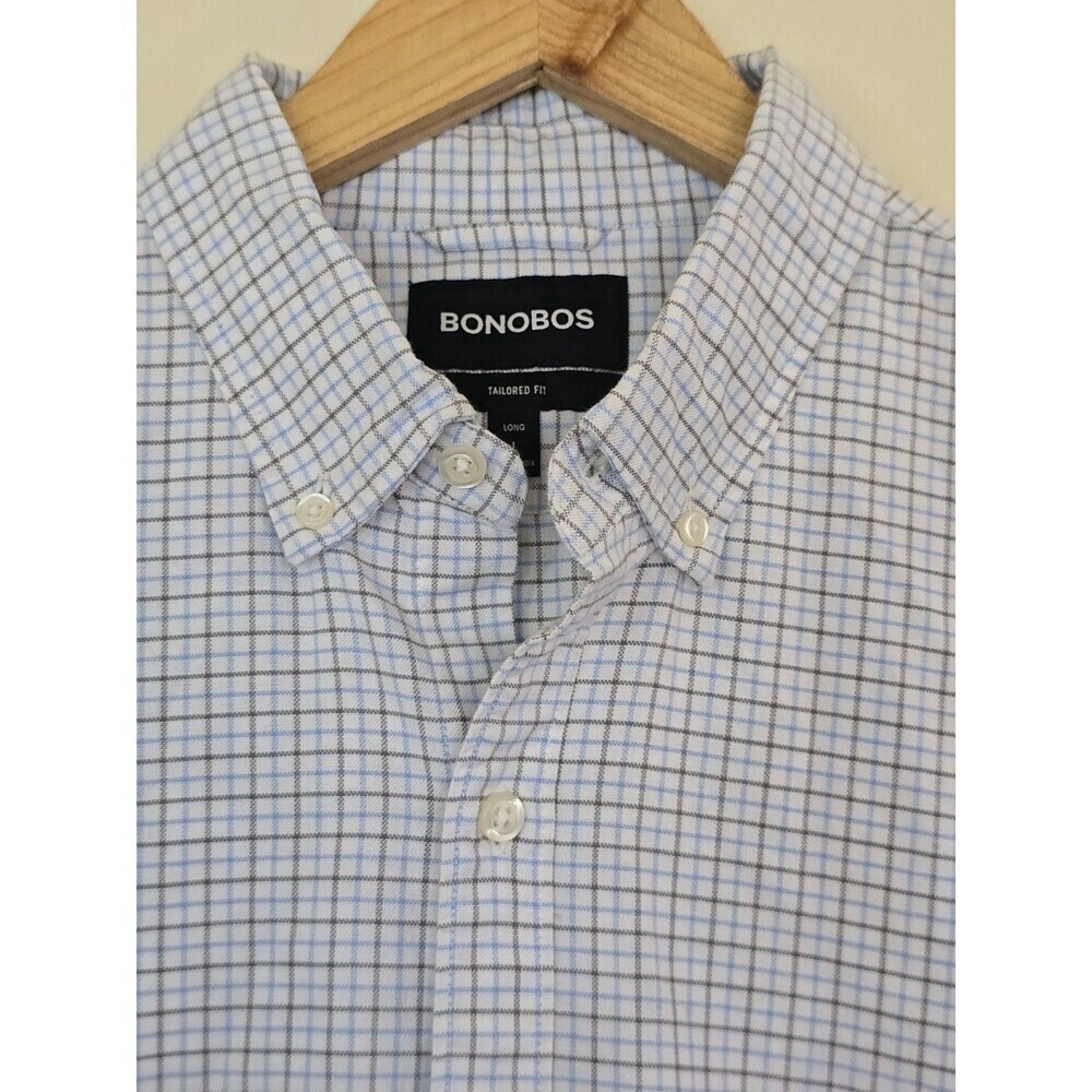 Bonobos Tailored Fit Shirt Mens Size Large Long Heavyweight Cotton Plaid Print - Picture 7 of 12